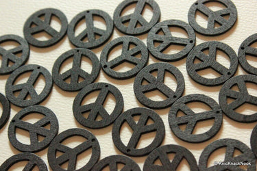 10 x Peace Shaped Black Colour Wood Beads 24mm